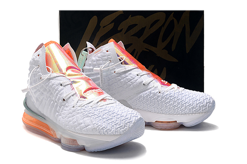 2019 Men Nike LeBron James 17 White Orange Gold Shoes